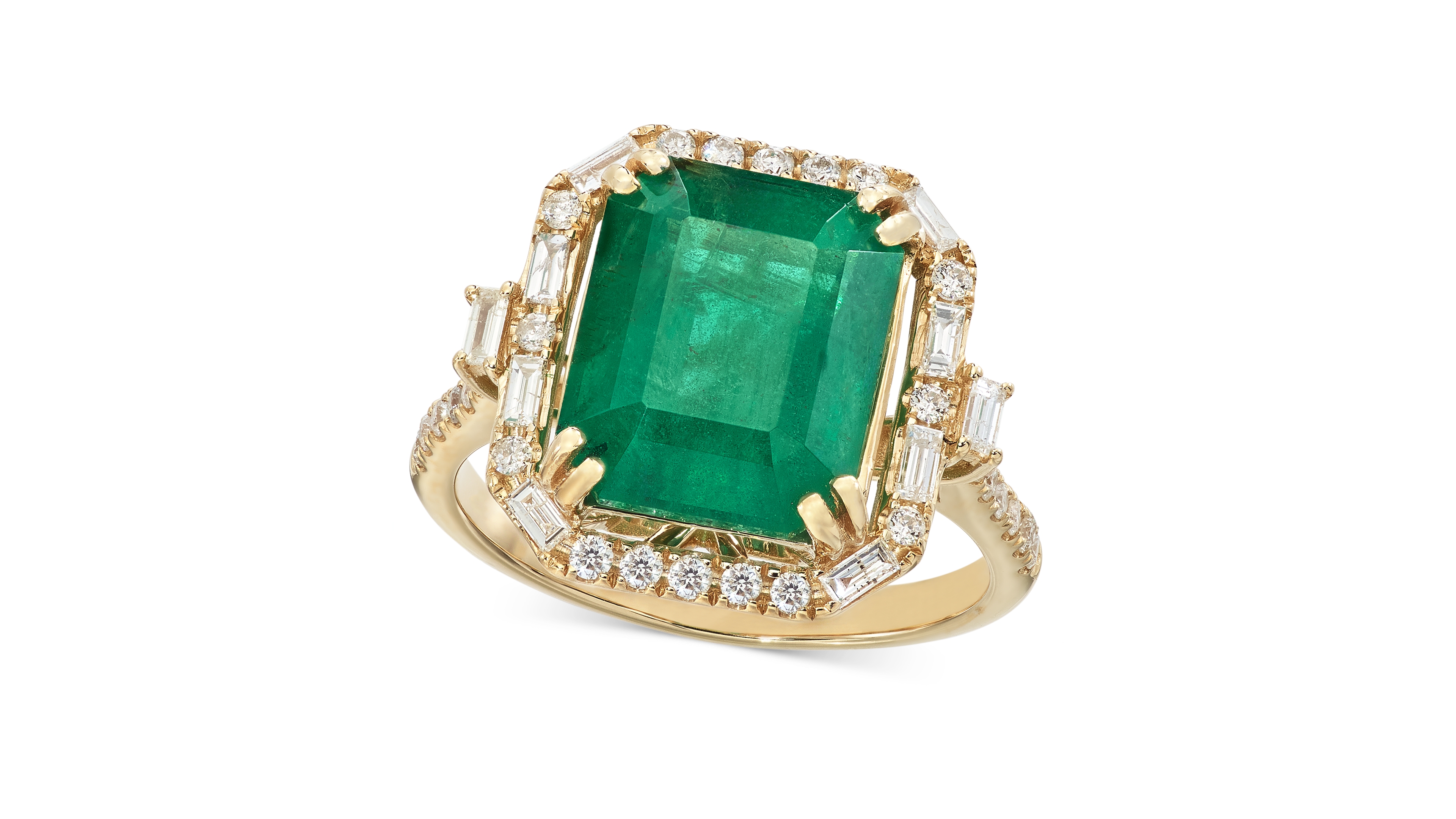 Effy Emerald (5-1/2 ct. t.w.) & Diamond (1/2 Statement Ring 14k Gold or White