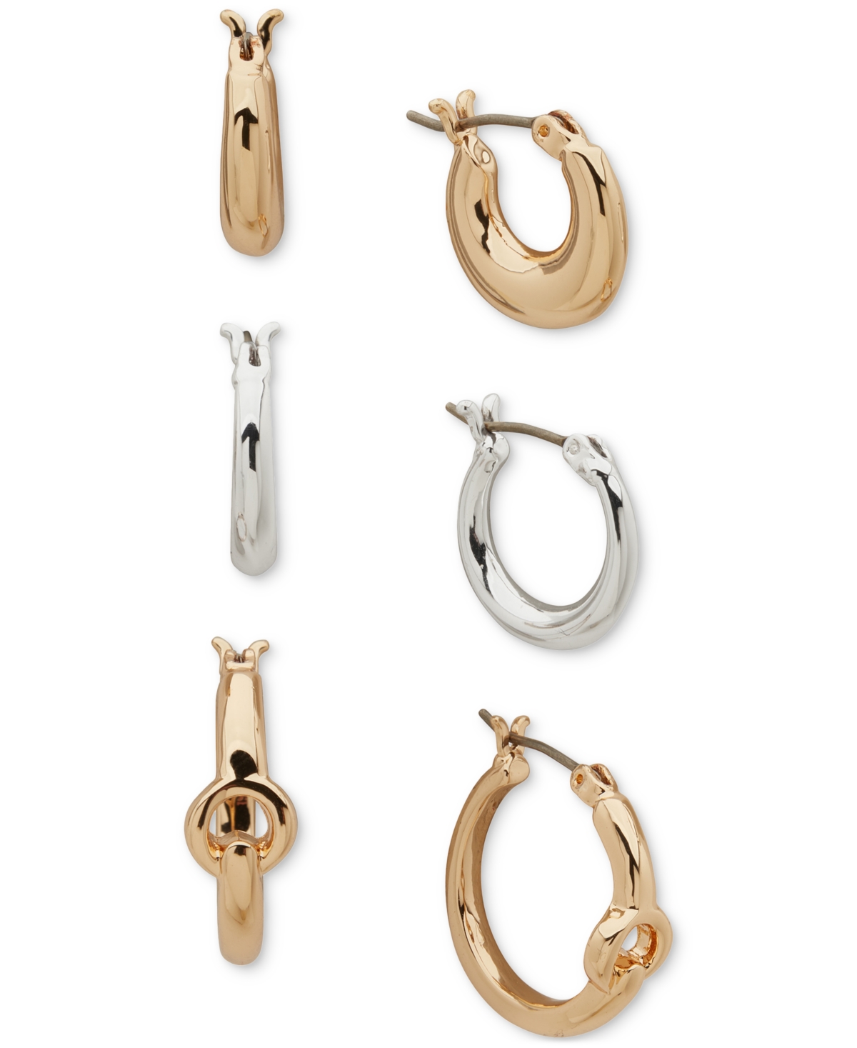Two-Tone 3-Pc. Set Small Oval Hoop Earrings - T-TONE