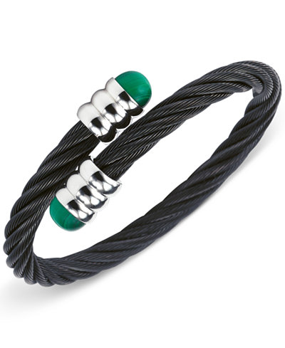 CHARRIOL Womens Two-Tone Malachite Cable Bangle Bracelet
