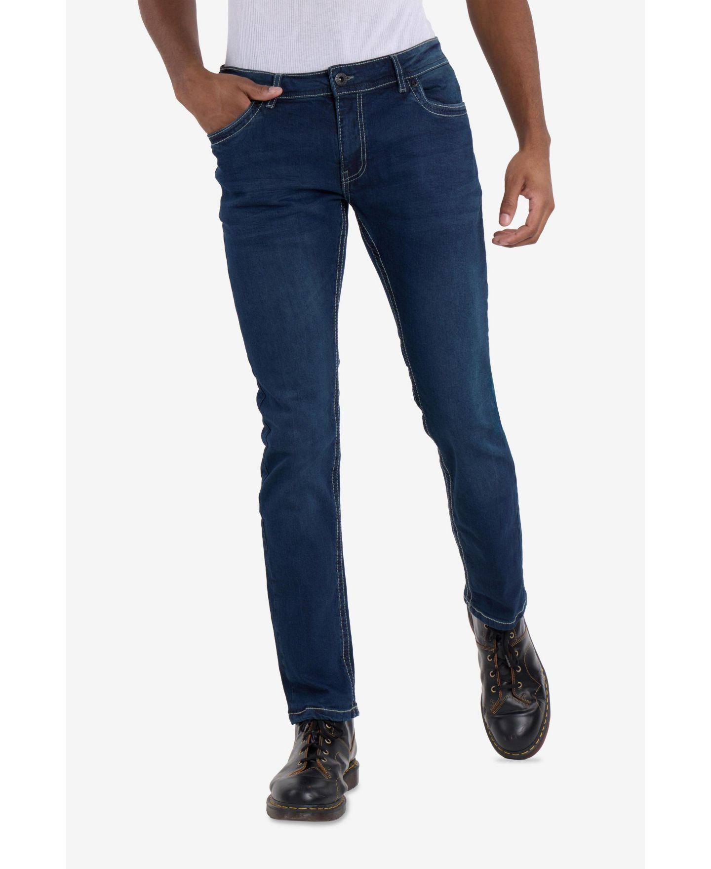 Мужские джинсы CULTURA Modern Fit Saddle Stitch, цвет: Тёмный синий, вариант 1 — фото 5