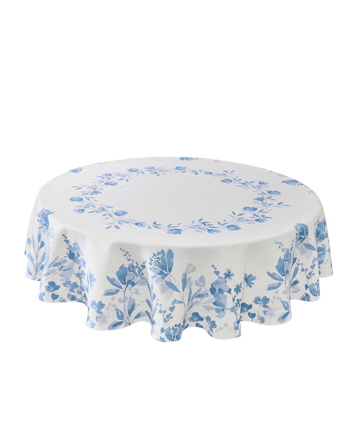 Izod Mystic Floral Tablecloth, 70" Round In Blue