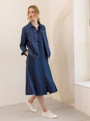 Women's Slub Jersey Shirt Midi Dress