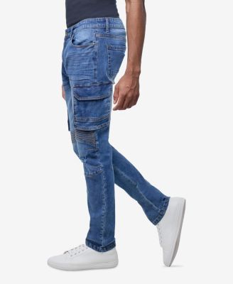 Men's Slim Fit Moto Rip Repair Cargo Jeans