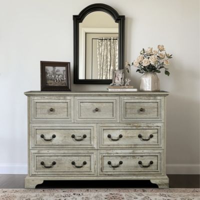 CASAINC Farmhouse Vintage 7-Drawer Rustic Bathroom Cabinet Organizer with Natural Texture