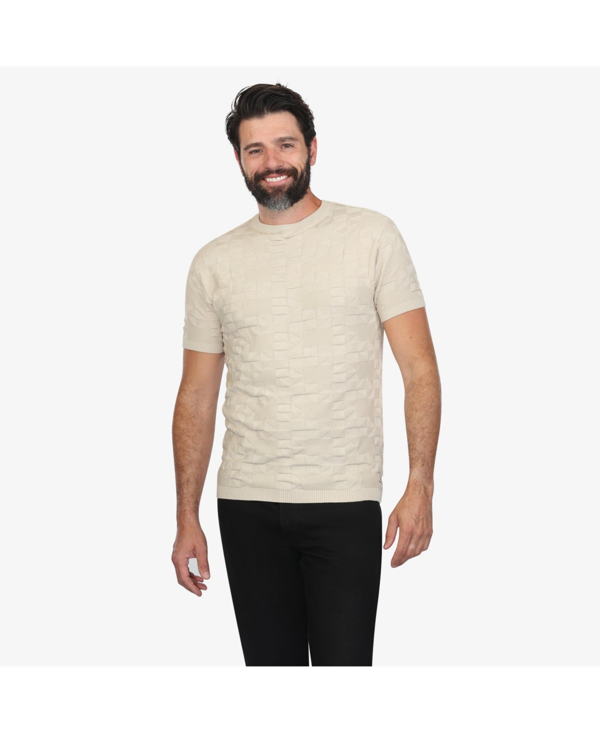 Men's Patterned Sand Knit Shirt - Beige