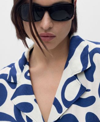 Women's Floral-Print Knot Detail Cropped Shirt