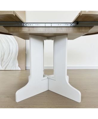 59" Expandable Farmhouse Upholstered Dining Table