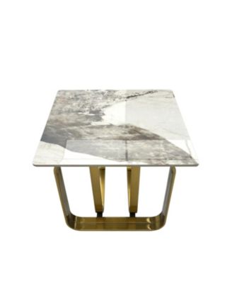 Streamdale Rectangular End Table with Sintered Stone Top, Metal Frame for Living Room