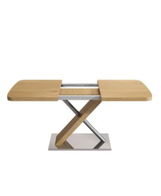 Streamdale Retractable Dining Table, Wood Color, Seats 4-6, Cross Base