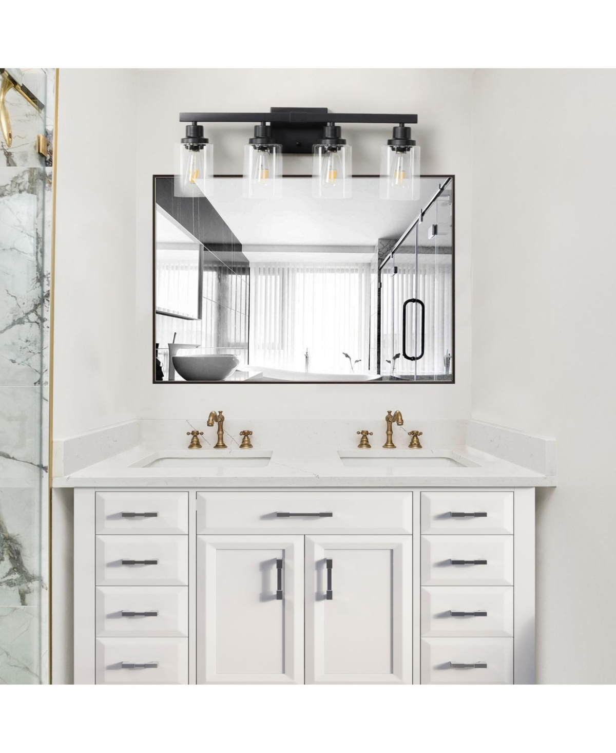 Streamdale 4-Lights Farmhouse Vanity Lights Fixture Rustic Bathroom Light Fixture Bathroom Sconce (Without Bulbs)