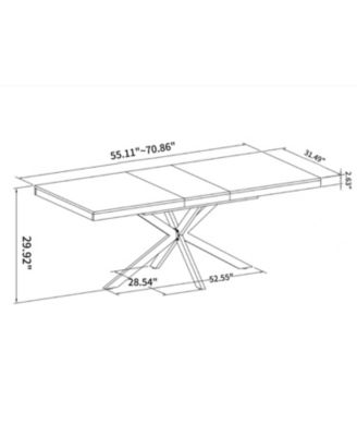 Retro Stretch Dining Table with Storage Box, Stone Top