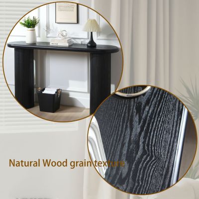 Streamdale Black Fluted Console Table - 56" Entryway/Sofa Table for Living Room