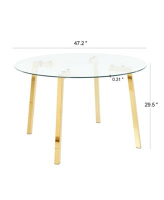 Modern Round Glass Dining Table with Gold Legs (47.2")