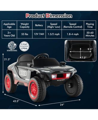 12V Licensed Audi Kids Ride-On E-tron Racing Car w/Remote Control & Lights
