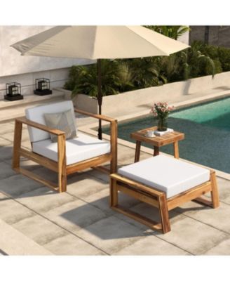 Streamdale Acacia Lounge Set, Chair & Ottoman, Patio/Balcony/Garden