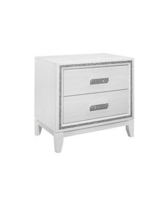 2-Drawer Faux Crystal Bling Nightstand – Glam Bedside Table with Storage