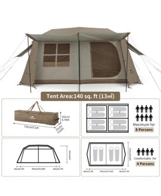Village Camping Tent,4/6/8 Person Tents for Camping, 60S Easy Setup Instant Tent for Family Camping, Car Camping