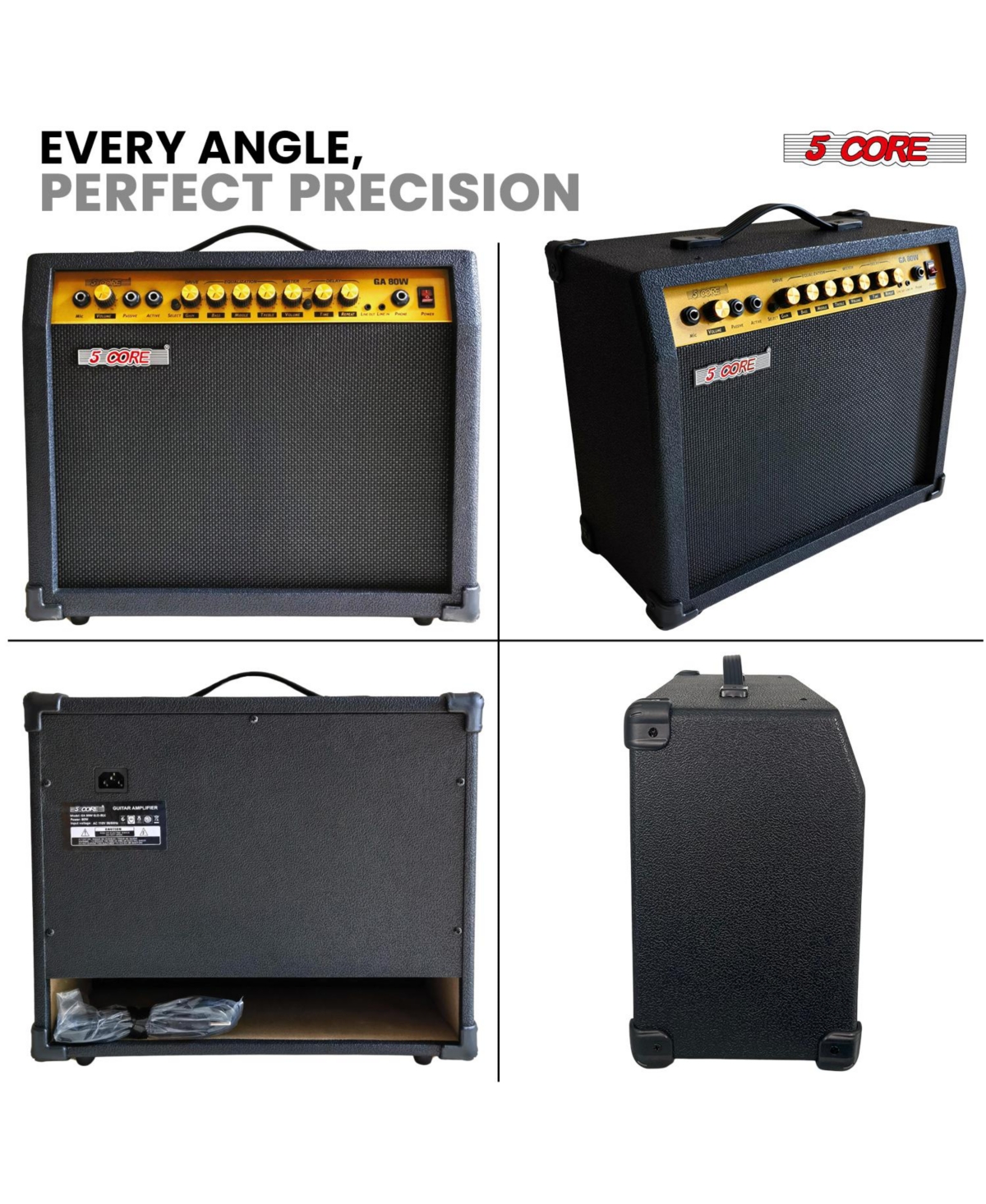 5 Core Guitar Amp 80 Watt Electric Amplifier w Built in 10" Speaker Portable Mini Practice Amps