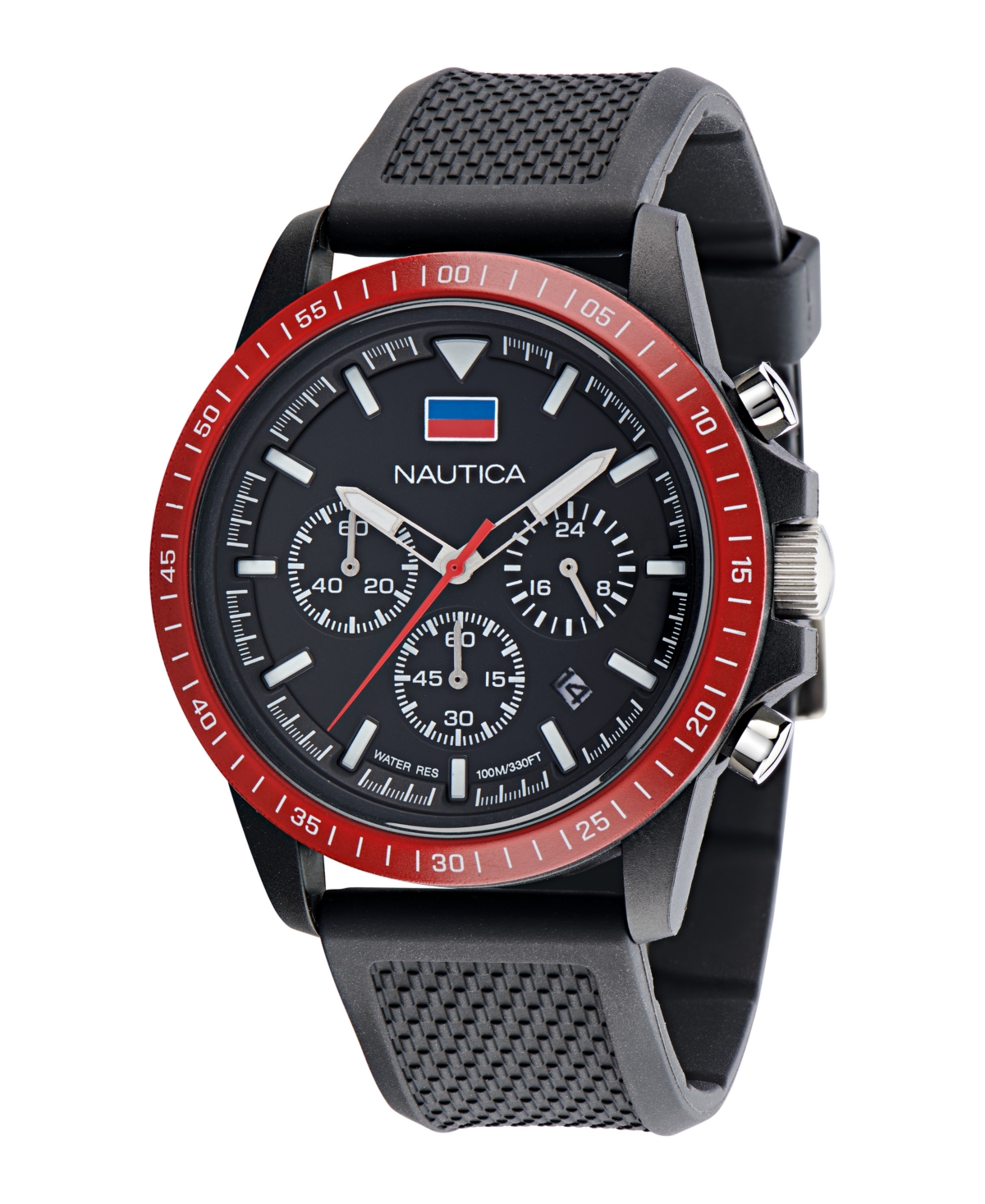 Men's Analog Black Polyurethane Watch, 43mm - Black