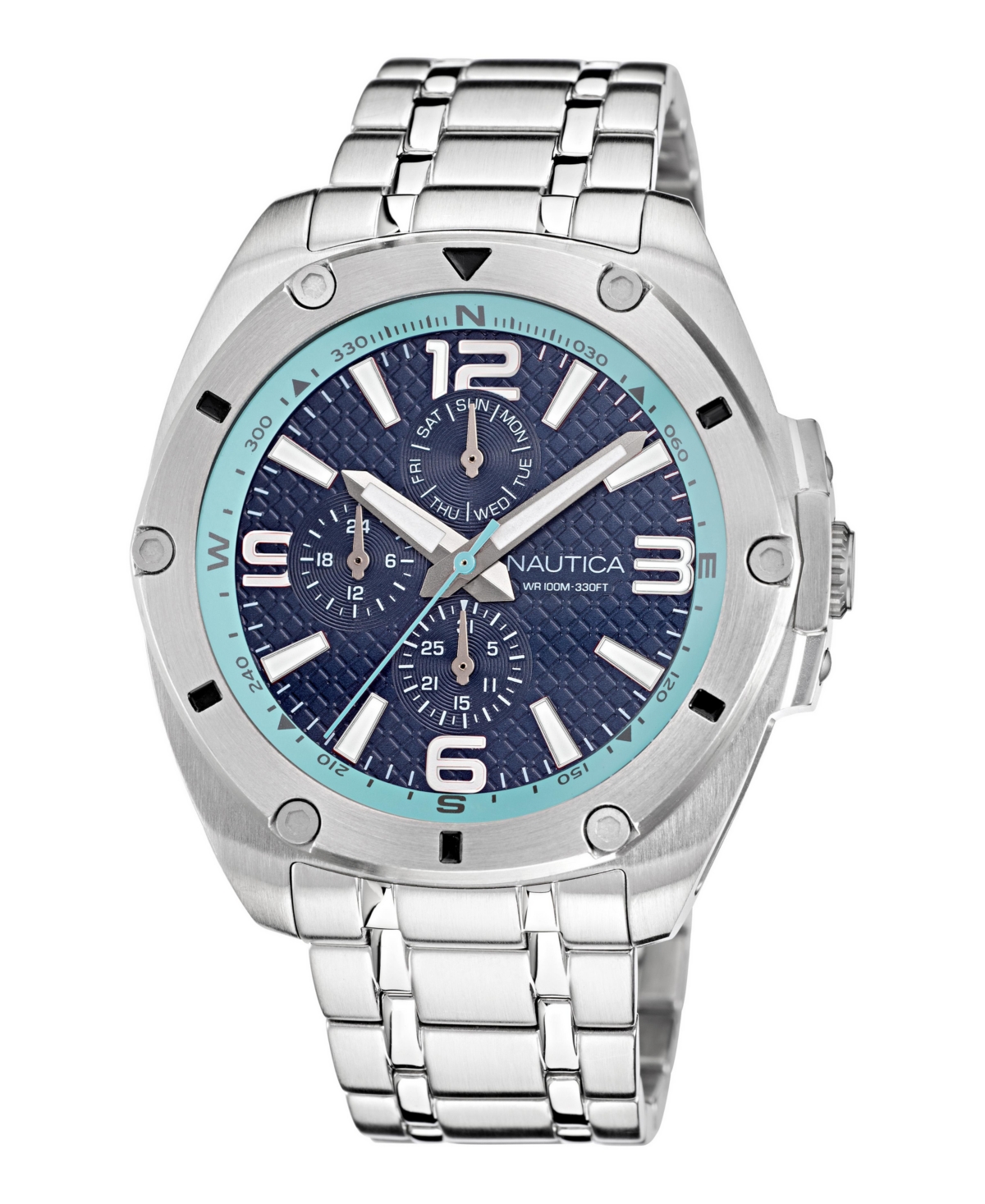 Men's Analog Silver-Tone Stainless Steel Watch, 44mm - Silver-Tone