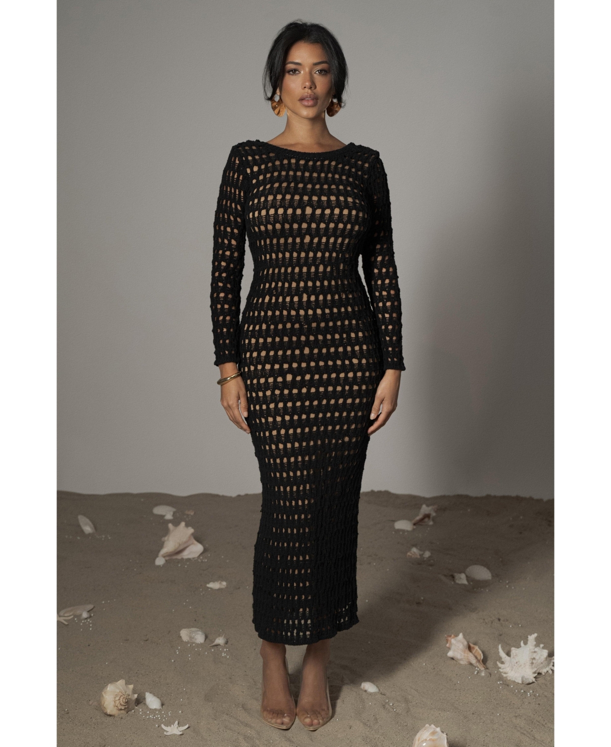 Women's Terra Cotta Serene Wonders Crochet Dress - Black