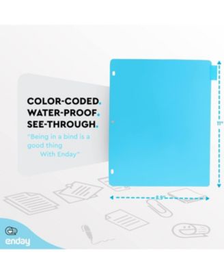 Binder Dividers with Tabs, 8 Dividers for 3 Ring Binder Standard Index Folder Dividers, Plastic Multicolor Dividers with White Insertable Tabs – by Enday