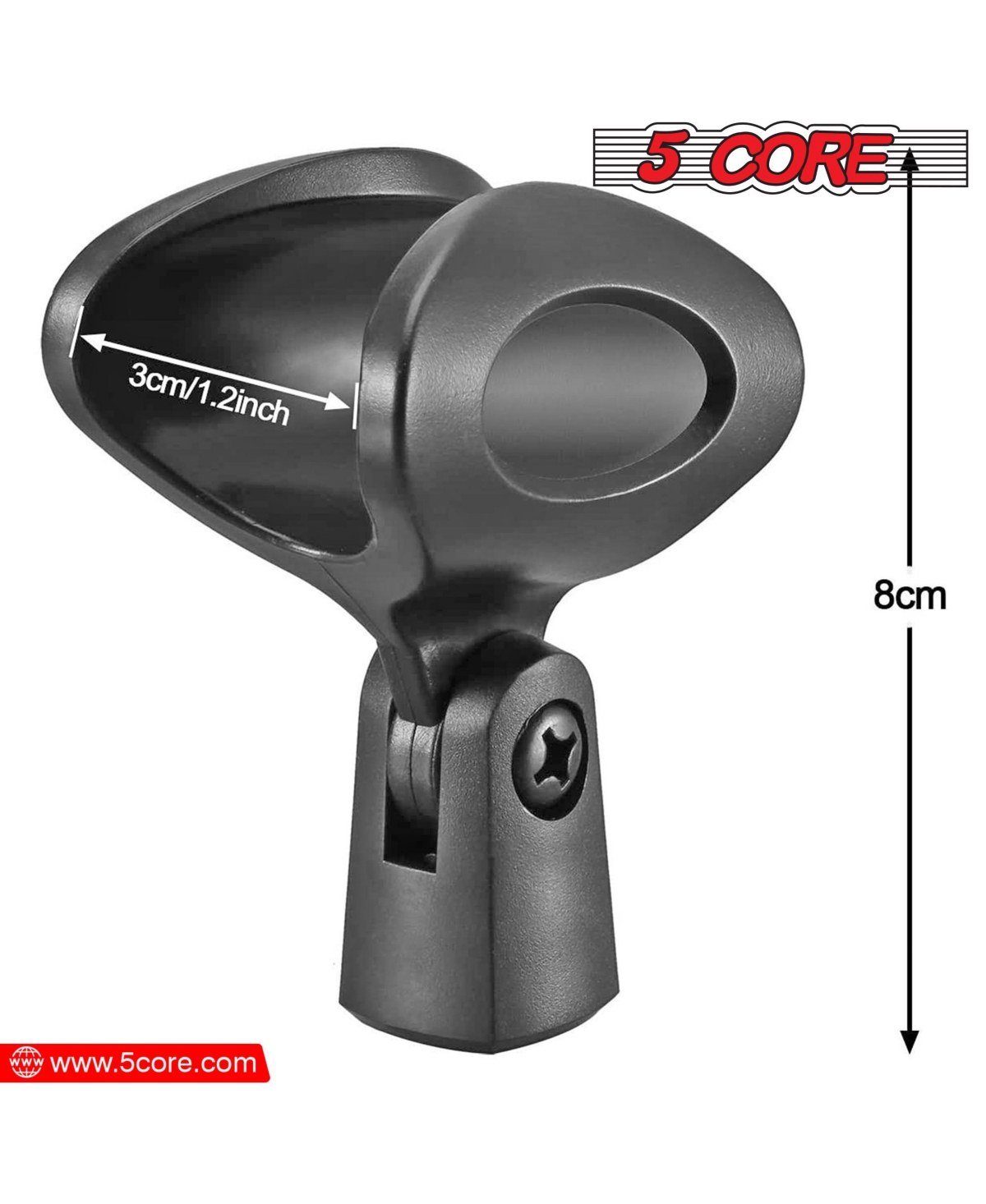 5 Core Microphone Clip Holder 2 Pieces with Screw Adapters 5/8 to 3/8 Inch