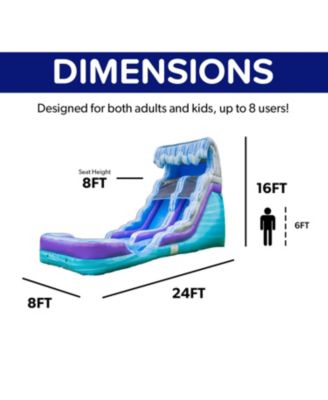 HeroKiddo Ocean Wave 16' Commercial Grade Inflatable Water Slide with Attached Pool and Drainage for Kids and Adults (with Blower), Outdoor Indoor, Birthday Party, Rental Quality, Big Inflatable, All Seasons