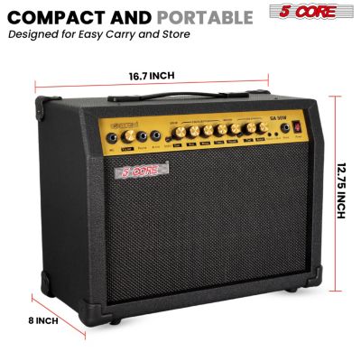 Guitar Amp 50 Watt Electric Amplifier w Built in 8" Speaker Portable Mini Amps w Aux