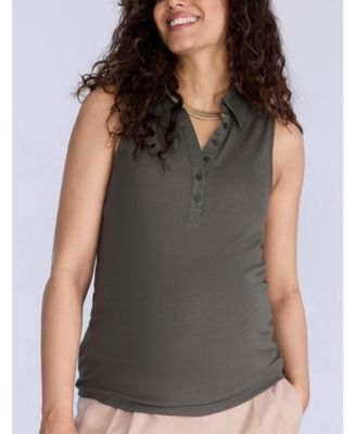 Maternity V-Neck Sleeveless Polo Top - Motherhood