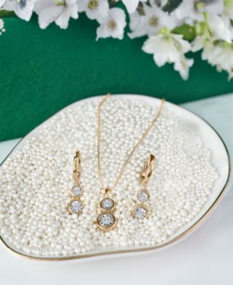 2-Pc. Set Diamond Circle Cluster Pendant Necklace & Matching Dangle Earrings (1/3 ct. t.w.) in Sterling Silver or 14k Gold-Plated Sterling Silver, Created for Macy's