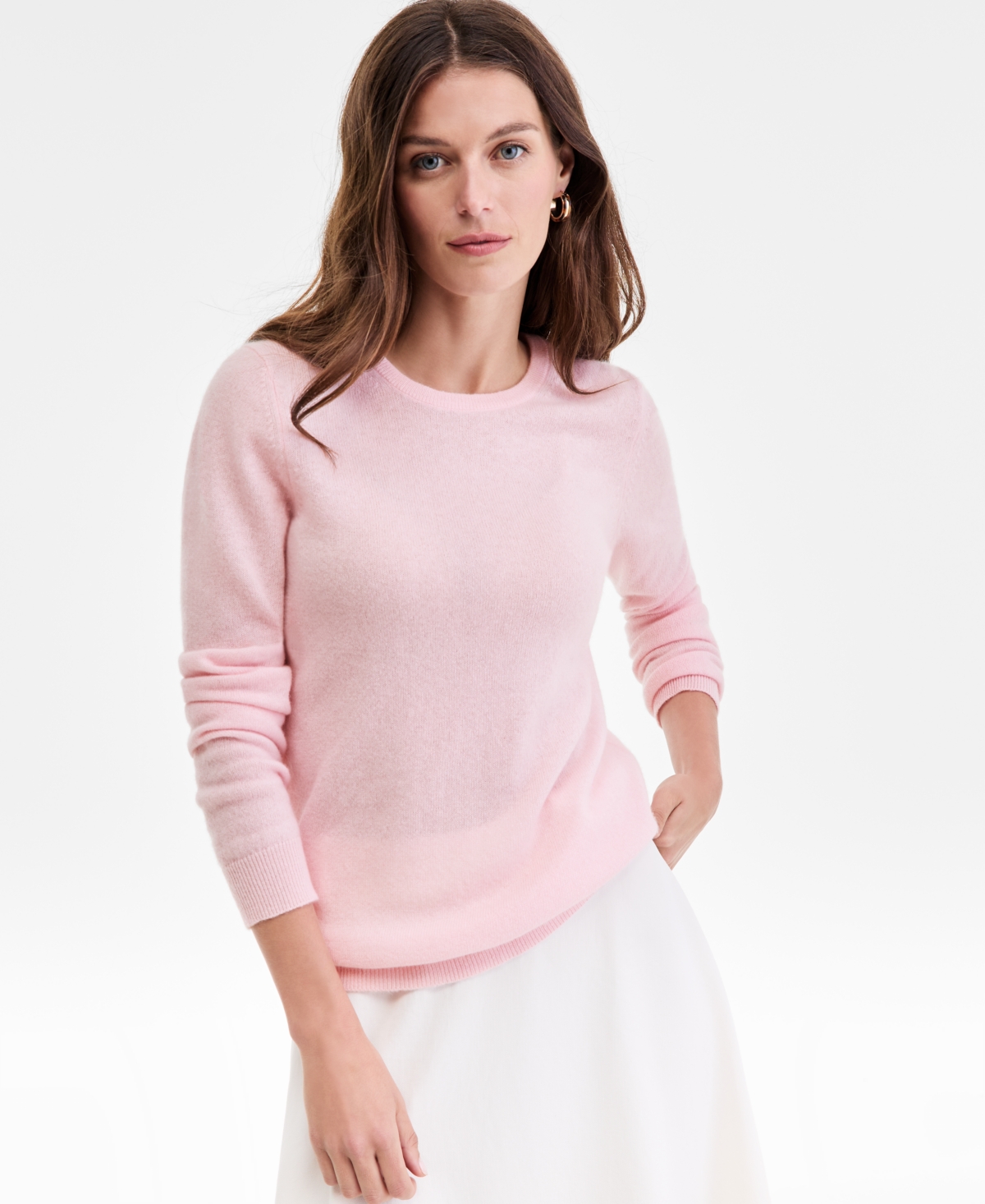 Charter Club 100% Cashmere Women's Petite Long-sleeve Crewneck Sweater, Created For Macy's