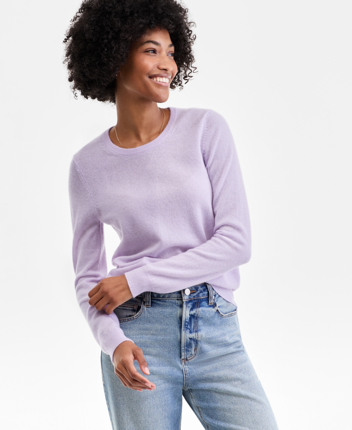 Charter Club 100% Cashmere Women's Petite Long-sleeve Crewneck Sweater, Created For Macy's