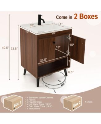 25 Inch Wooden Bathroom Storage Cabinet with Sink