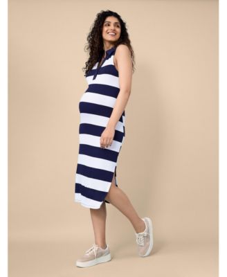 Women's Collared Sleeveless Polo Midi Dress - Motherhood Maternity