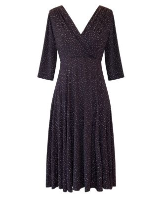 Women's Annie V-Neck 3/4 Sleeve Midi Dress