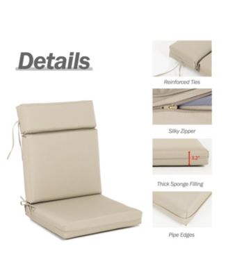 4Pcs Outdoor Cartridge High Back Dining Chair Cushion Set, Fade and Water Resistant Polyester Fabric Cover with Ties and Zipper