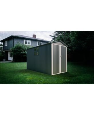 Streamdale Motorcycle Steel Storage Shed - Grey/White