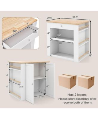 Rubberwood Top Kitchen Island with Storage
