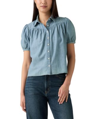 Levi's - Women's Lea Printed Puff-Sleeve Slim-Fit Blouse