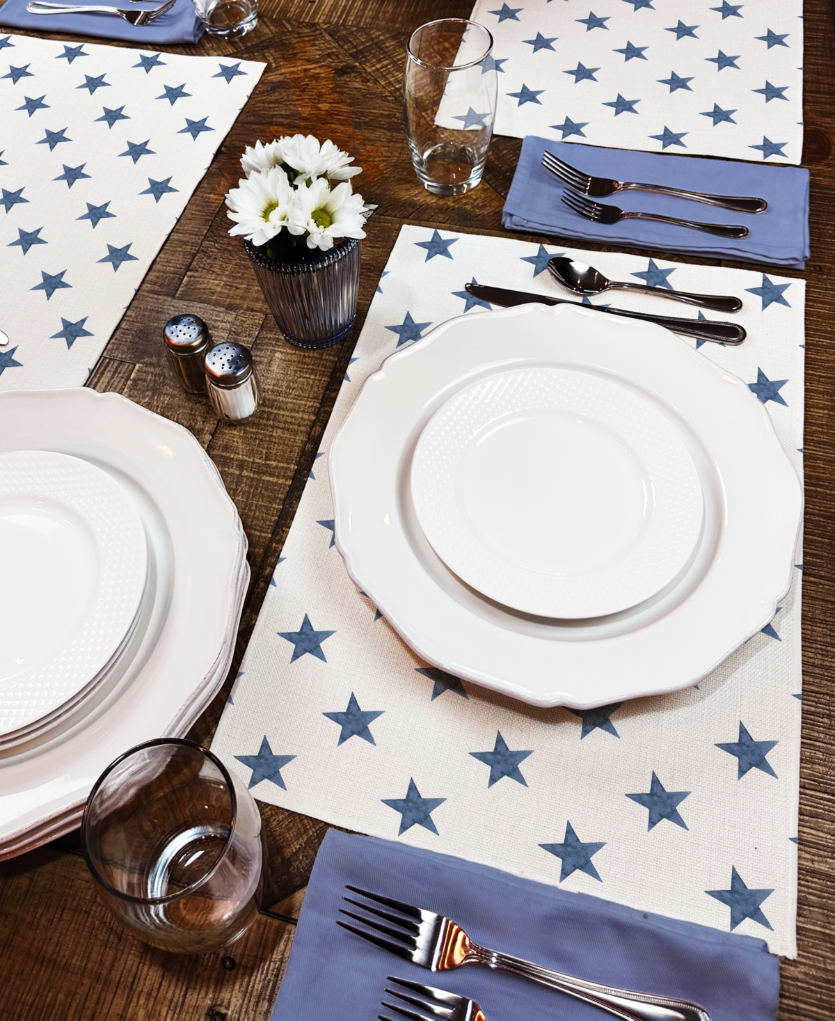 Counterart Denim Stars Premier Fabric Placemats, Set Of 4