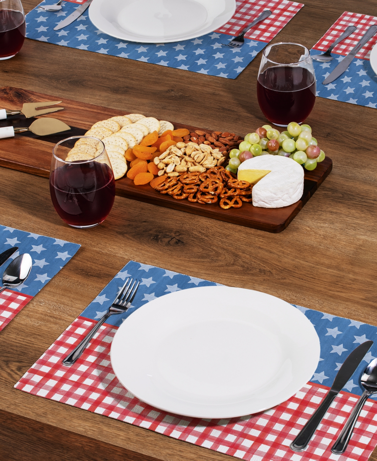 Counterart Old Glory Gingham Premier Fabric Placemats, Set Of 4