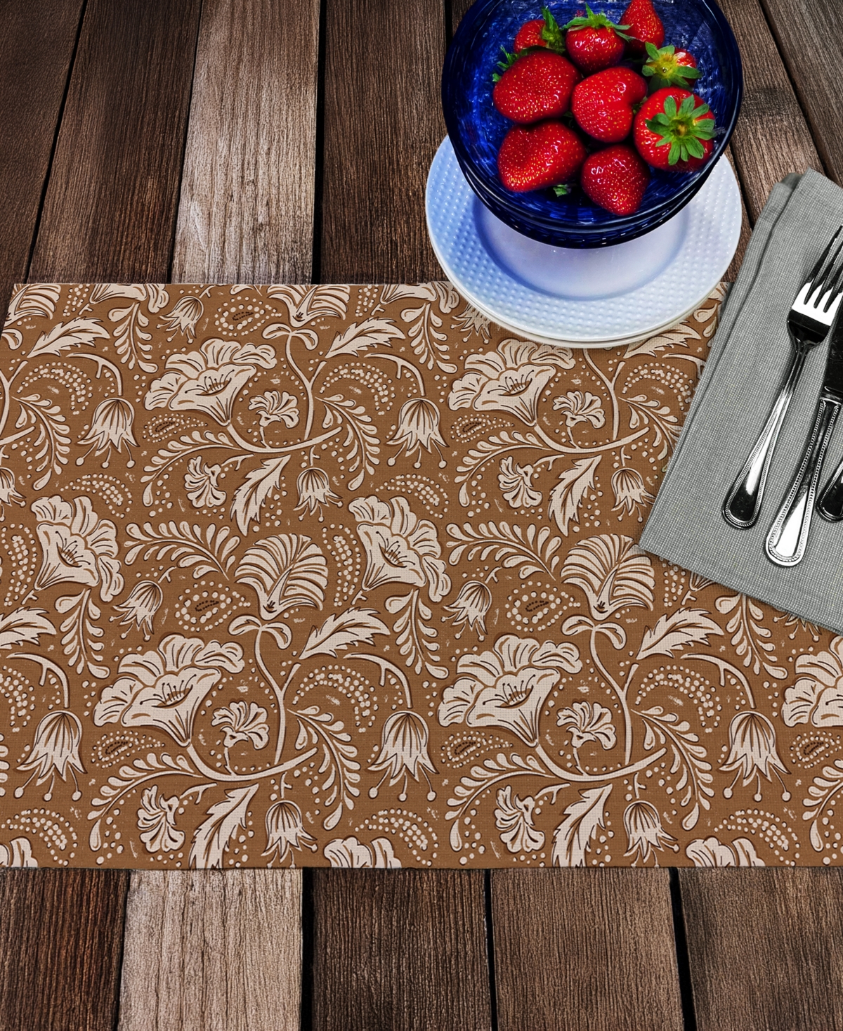 Counterart Mocha Farida Premier Fabric Placemats, Set Of 4