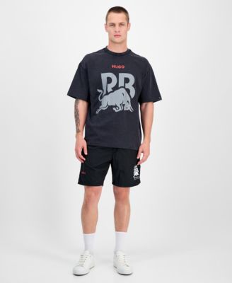 Men's Washed Fanwear Oversized Short Sleeve Crewneck Bull Graphic T-Shirt