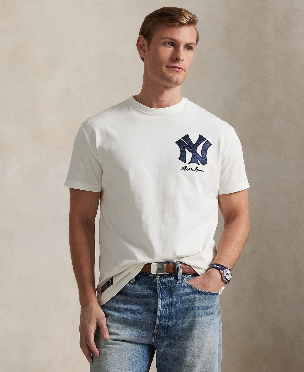 Polo Ralph Lauren Cream Yankees Jersey T-shirt