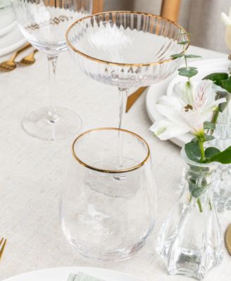 Rocher Stemless Wine Glasses, Set of 4, 21 Oz