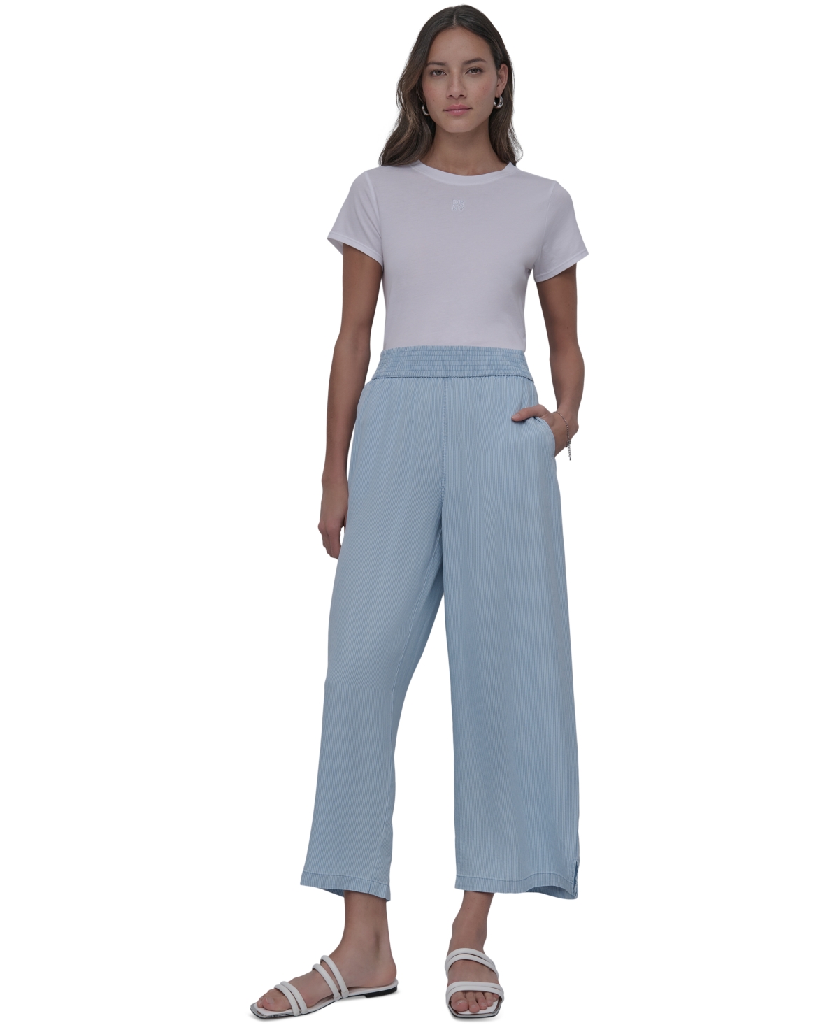 DKNY JEANS WOMEN'S PULL-ON WIDE-LEG ANKLE PANTS 