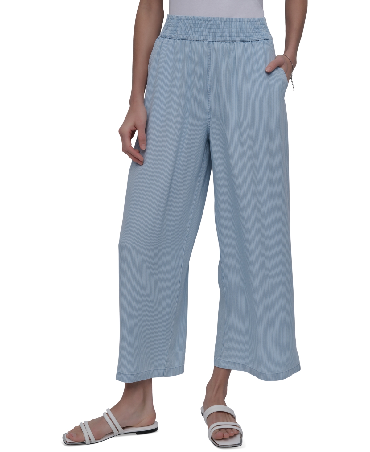 DKNY JEANS WOMEN'S PULL-ON WIDE-LEG ANKLE PANTS 