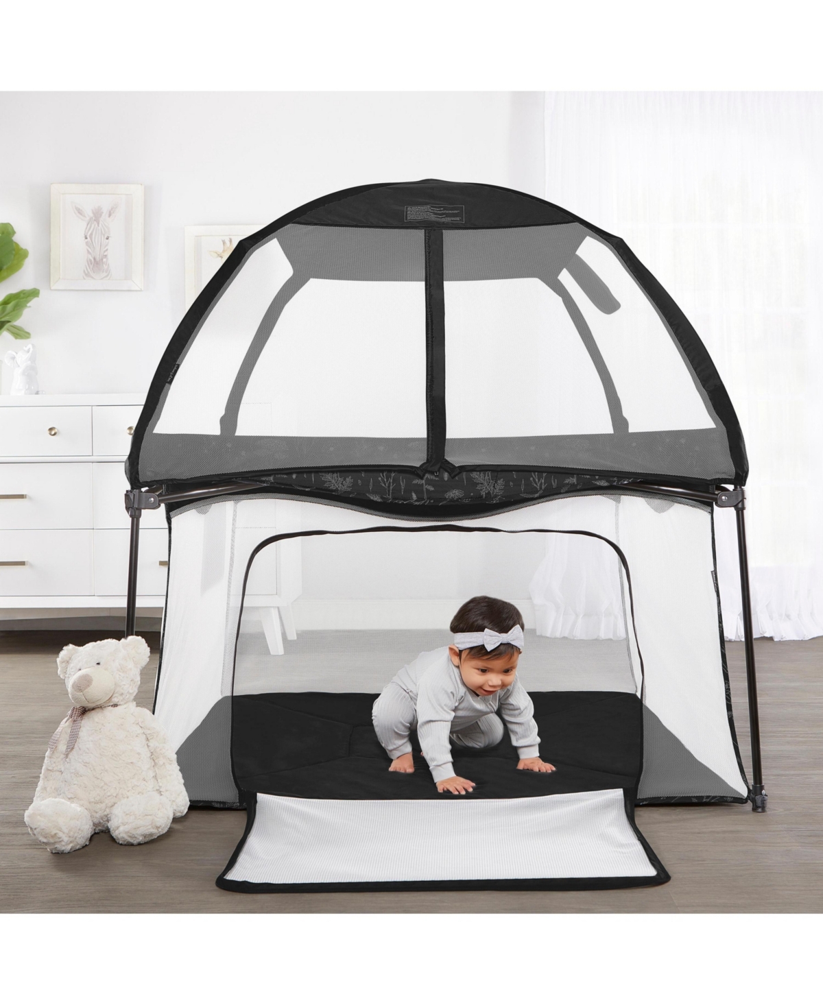 Dream On Me Ziggy Square Playpen with Canopy, Pink