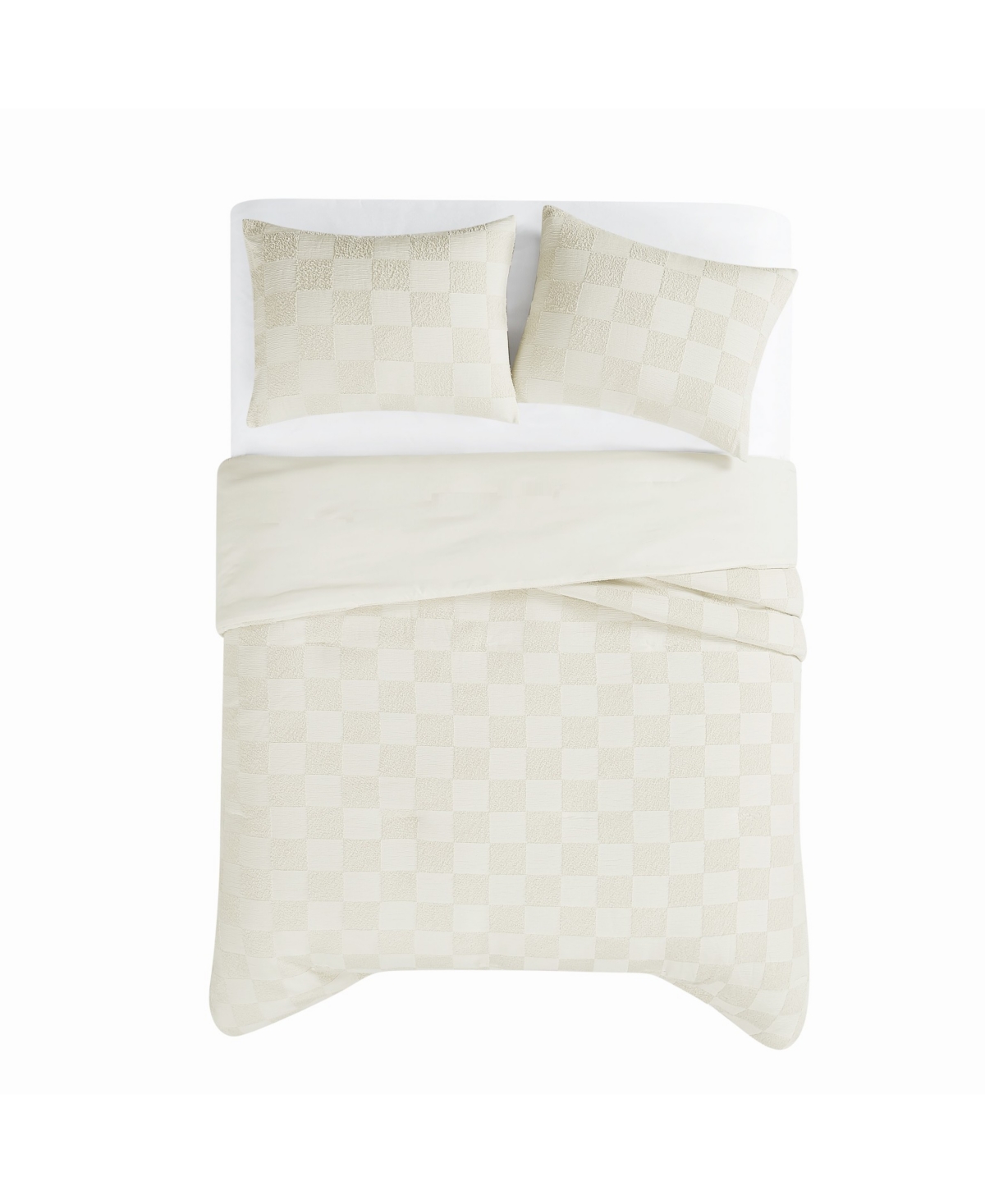 Truly Soft Textured Checkered 3-pc. Duvet Cover Set, Full/queen In White